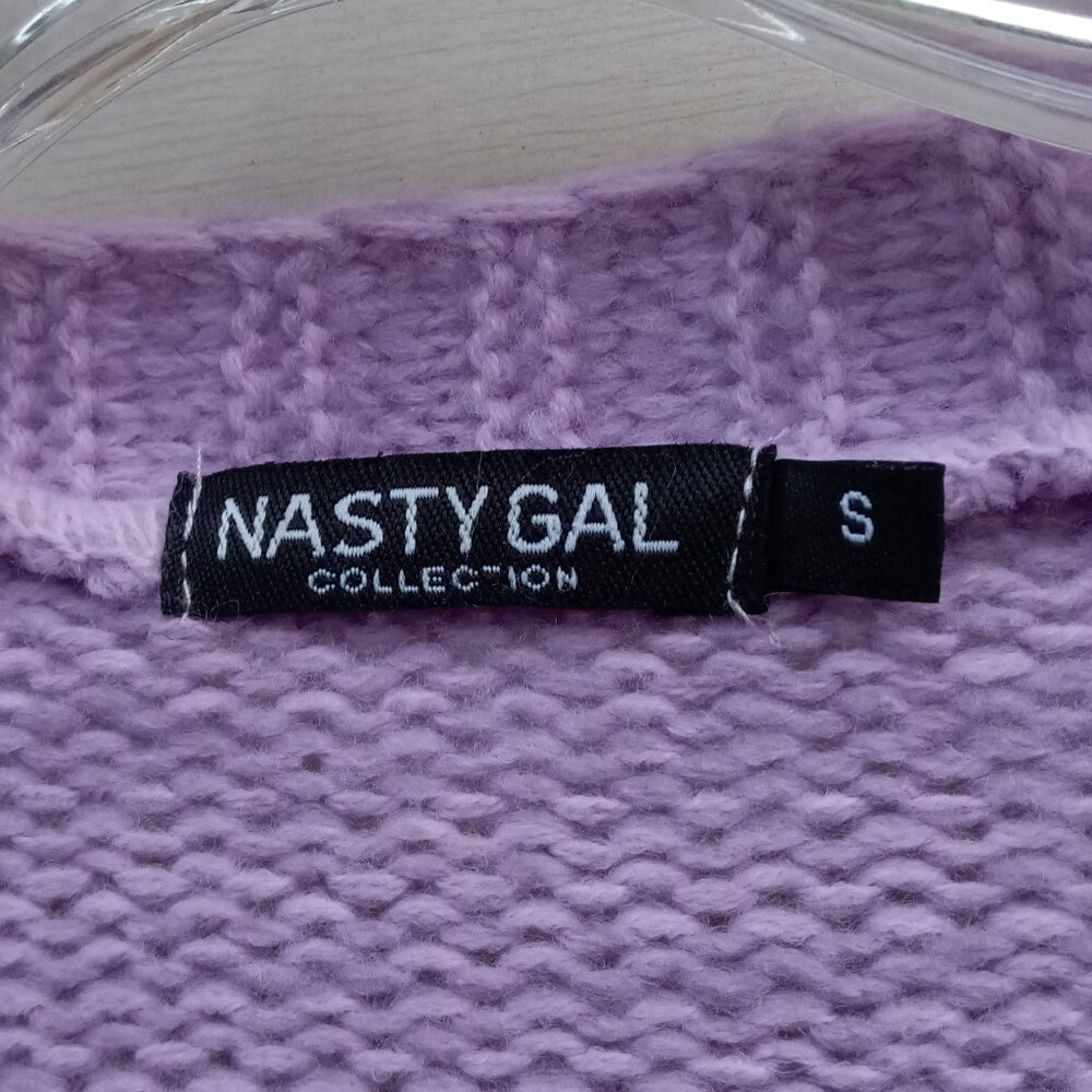 Nasty Gal cropped oversized lavender sweater sz S - Picture 3 of 12